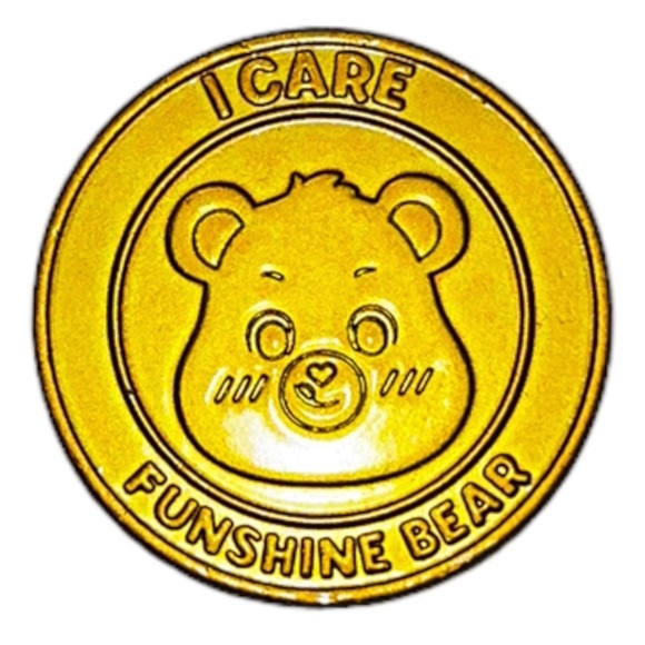 Care Bears FUNSHINE BEAR Mini Figure Doll Series 1 With Case And I Care Coin - Picture 7 of 10